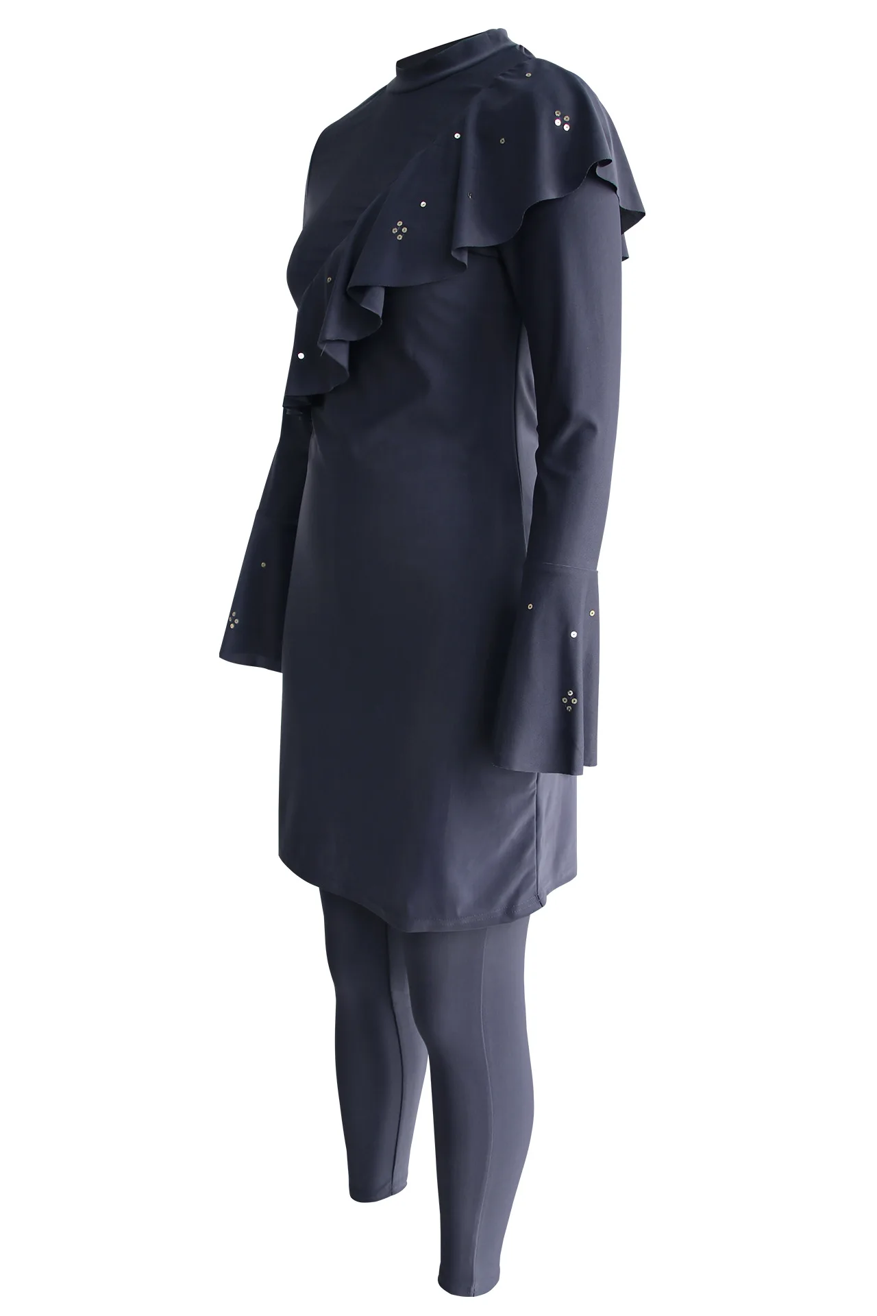 Swimwear for Veiled Women 2023 Stylish Muslim Swimwear with Ruffled Edges for Women Full Coverage UV Protection Burkini Femme