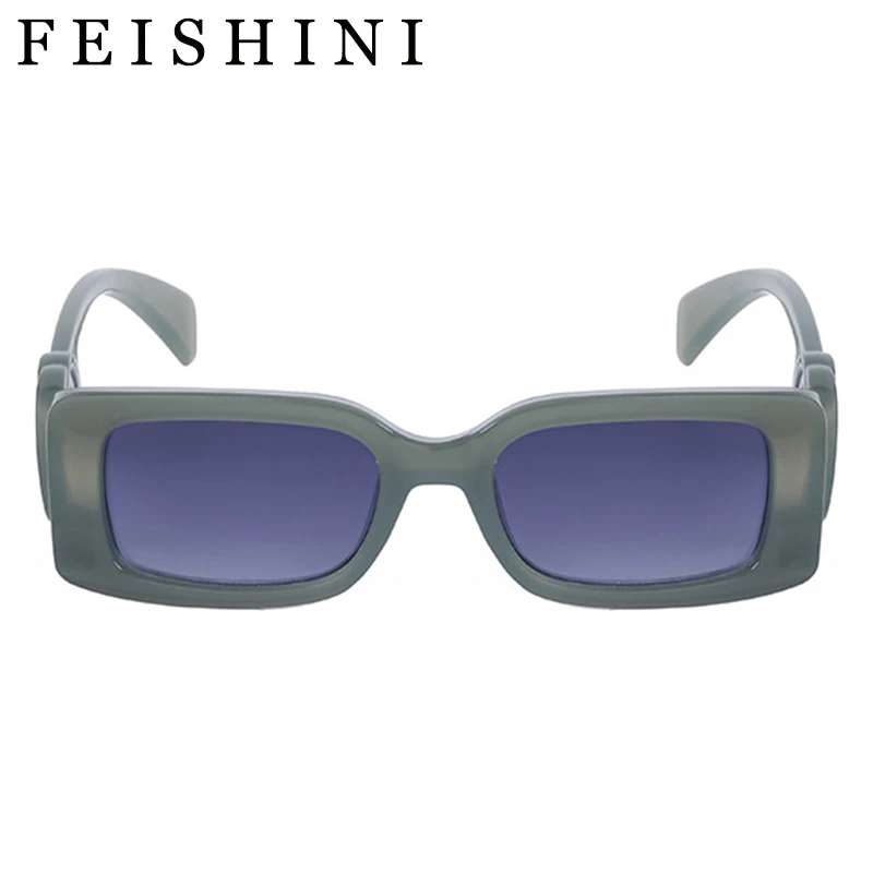 

FEISHINI 2024 Fashion Cool Style Rectangle Trendy Sunglasses Women Future Concept Street Snap Brand Design Glasses Oculos De Sol