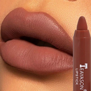 Nude Velvet Matte Lipstick Long Lasting Waterproof Color Rendering Non-stick Cup Lip Glaze Lips Liner Pencil Woman Cosmetics 2