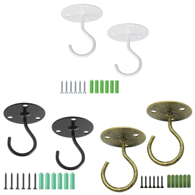 

2 Pcs Plants Ceiling Hooks with Mounting Screws Outdoor Decoration Hooks Wall Mounted Hangers for Bird Feeders Planters DropShip