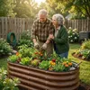 3 Pcs 4x2x1.5ft Raised Garden Bed Outdoor, 17" Tall Galvanized Metal Planter Box, Oval Kit for Vegetables Plants Fruits, Brown