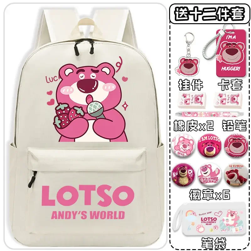 

Sanrio New Strawberry Bear Schoolbag Men's and Women's Large Capacity Simple Lightweight Backpack Student Backpack Durable