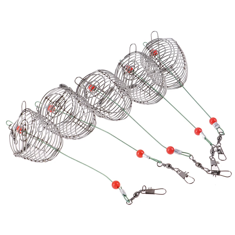 Stainless Steel Wire Fishing Lure Conical Cage 5Pcs Fish Bait Lure Fishing Accessory Bait Cage Trap Basket Feeder Holder fishing lure