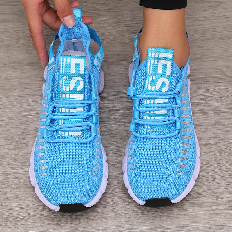 Women's Sports Shoes Mesh Lightweight Soft Sole Jogging Strap Breathable Fashion Sports Walking Casual Tennis Flat Shoes for Men