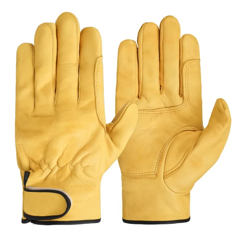 Premium Sheepskin Leather Work Gloves - Durable & Wear-Resistant for Safety and Versatility
