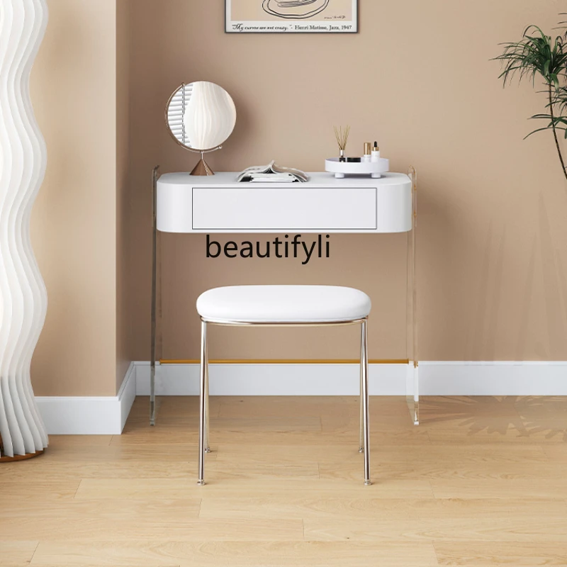 

Cream Style Dresser Modern Minimalist Bedside Makeup Table Desk Bedroom Small Apartment