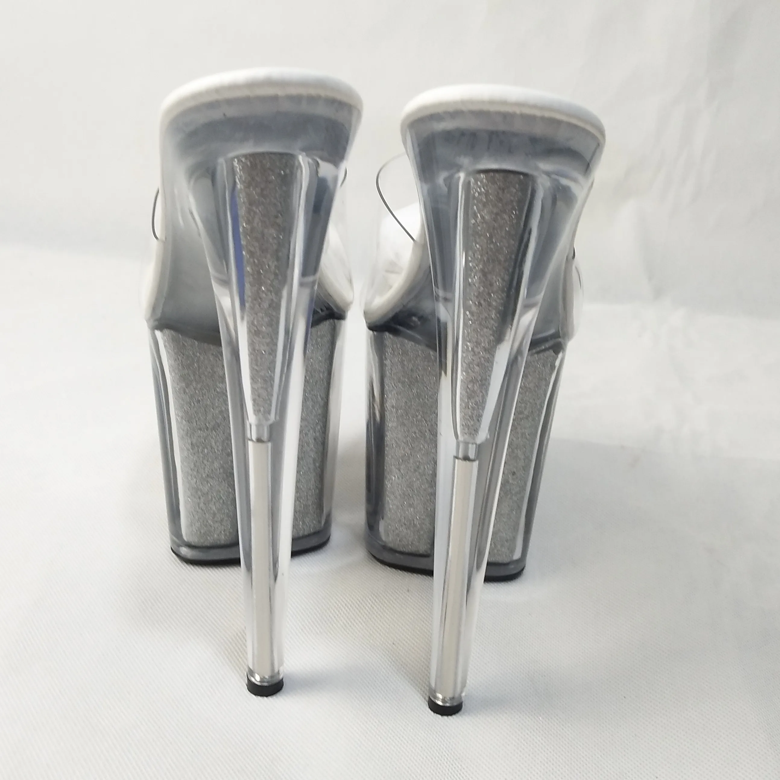 Sexy Women Crystal Slippers New Fashion 20cm High Heels Sandals Platforms Glitter dance shoes
