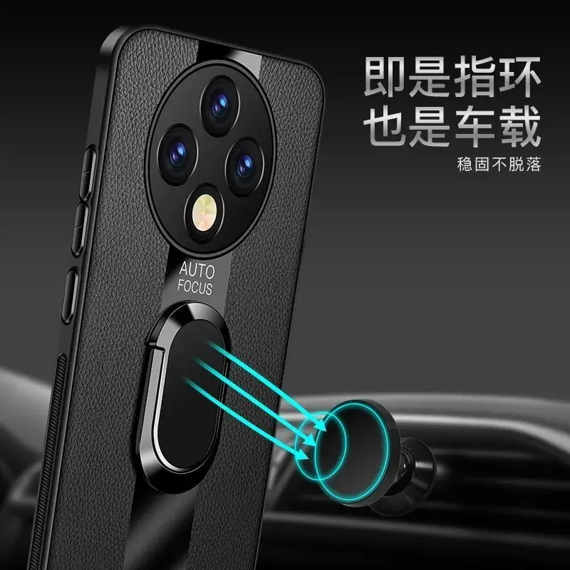Luxury Leather Ring Magnetic Shockproof Bumper Case - Racing Style Cover