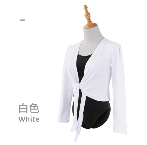 

1pcs/lot Women Long Sleeve Shirt Ballet Dance Tops Tie Up Ballet training Ladies Casual Dancing costumes