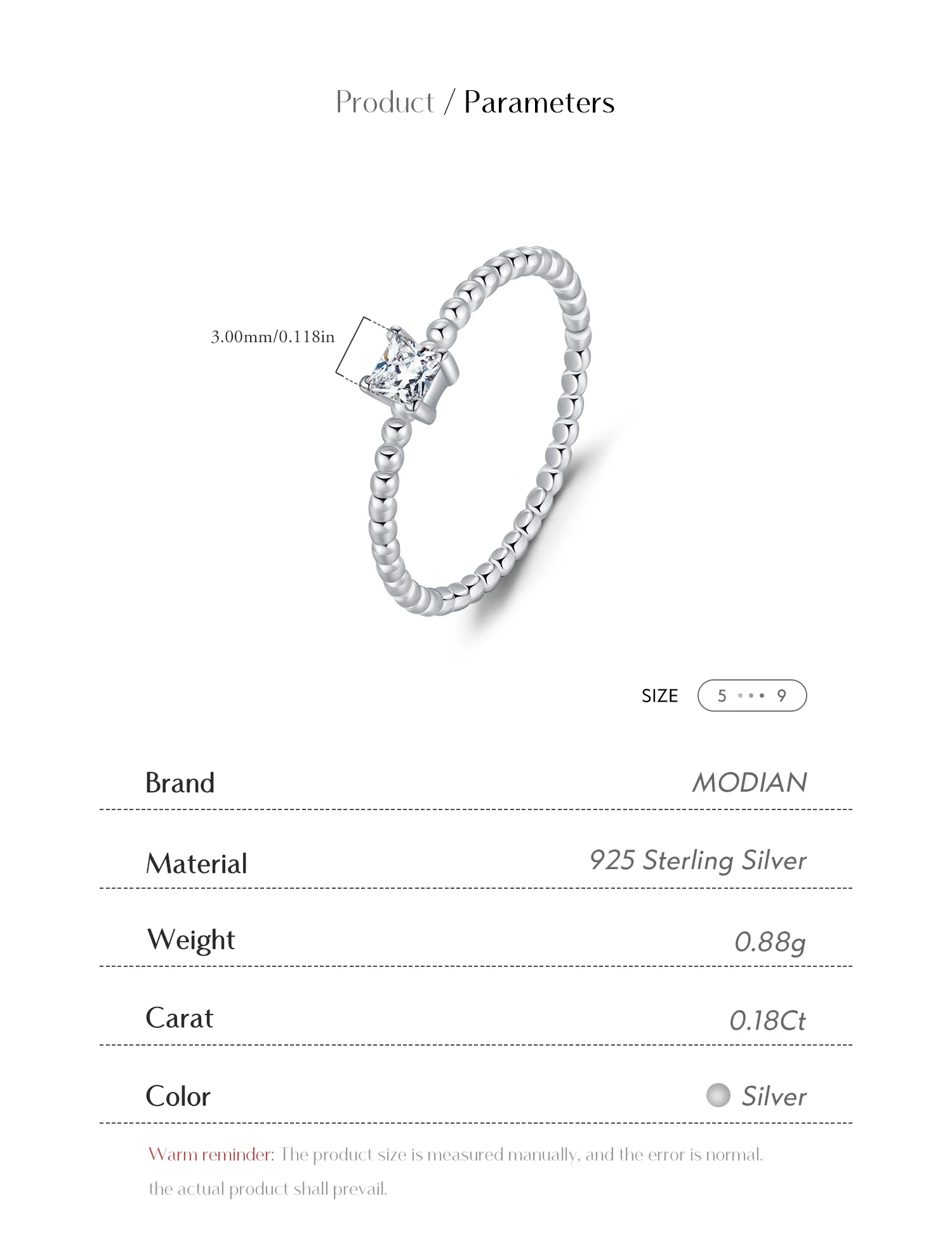 MODIAN D Color Square Princess Cut Moissanite Engagement Rings For Women 925 Sterling Silver Simple Beads Lab Diamond Jewelry