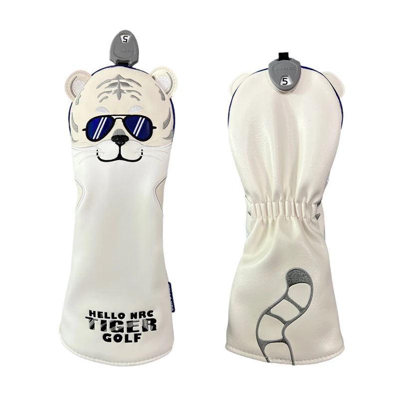 Description Picture 5 of itemGolf Headcover Tiger Pattern PU Leather Golf Club Covers For Driver Fairway Hybrid Waterproof Protector Set Golf Wood Head Cover