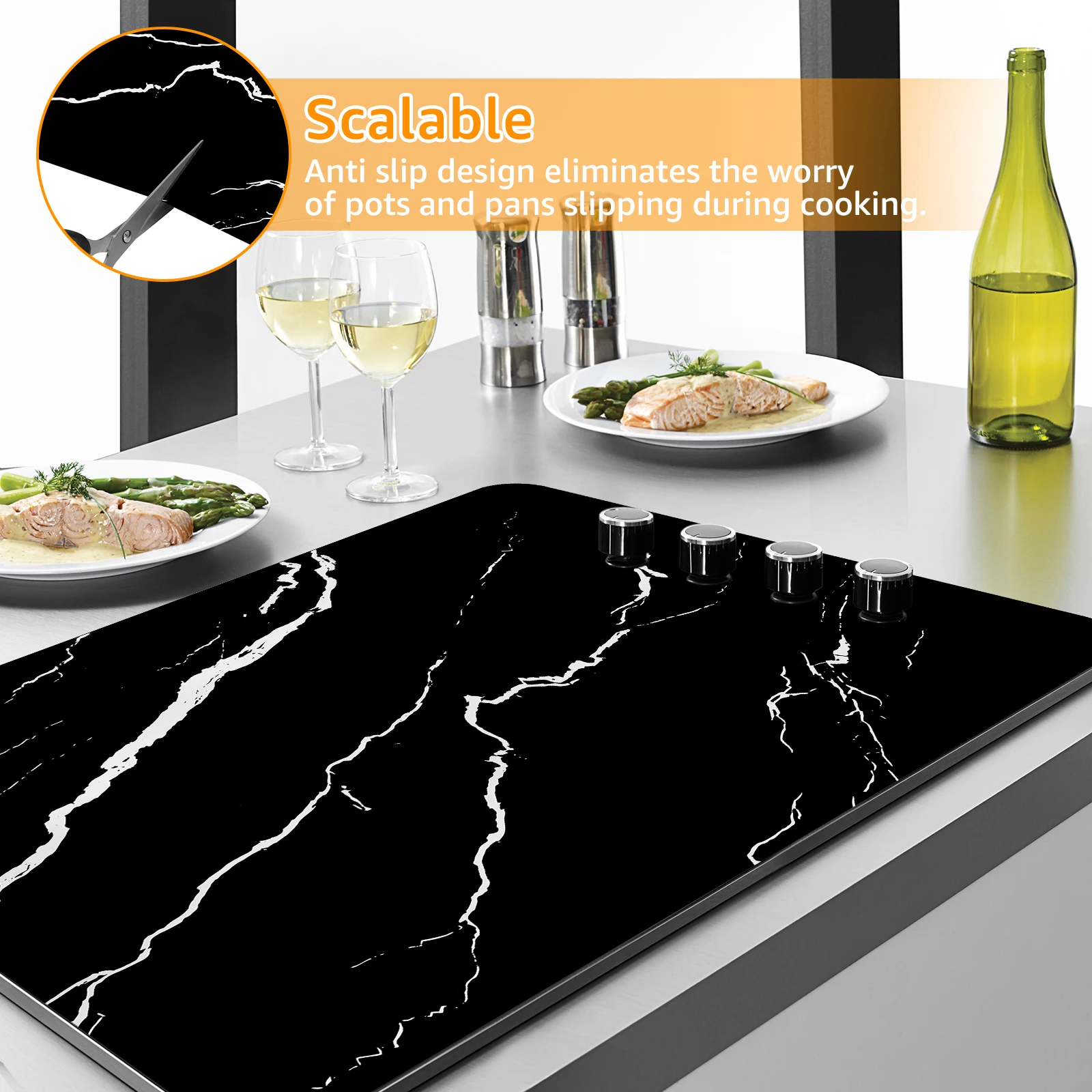 Silicone Induction Cooktop Protective Mat - Anti-Scratch Kitchen Counter Cover (30.8×20.5 Inch)