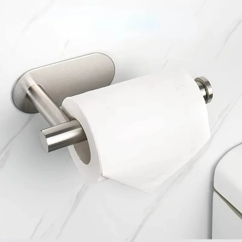Toilet Paper Holder No Punching Wall Mounted Rustproof Anticorrosion Stainless Steel Bathroom Kitchen