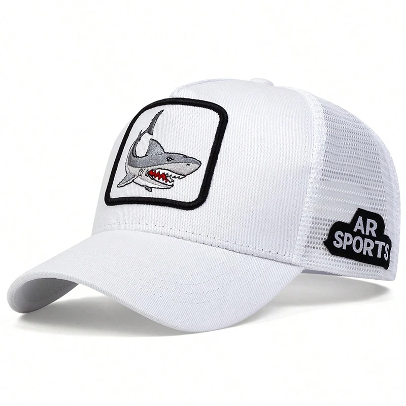 Baseball Caps Unisex Shark Patch Embroidery Baseball Net Caps Spring Summer Outdoor Adjustable Casual Sunscreen Hat