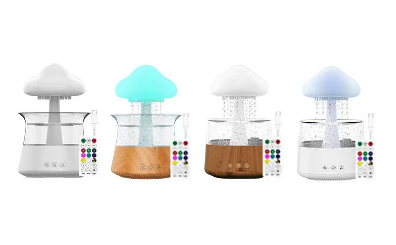 

LED Humidifiers Cloud Rain Essentiall Oil Diffusers Aroma Diffuser Water Flow Speed 7 Color Light Raindrop Humidifier For Home