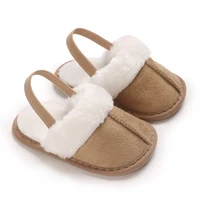 Winter Baby Slippers Fluffy Baby Boy Girl Sandals Cute Flower Embroidery Soft Non-slip Sole Toddler First Toddler Baby Shoes 3