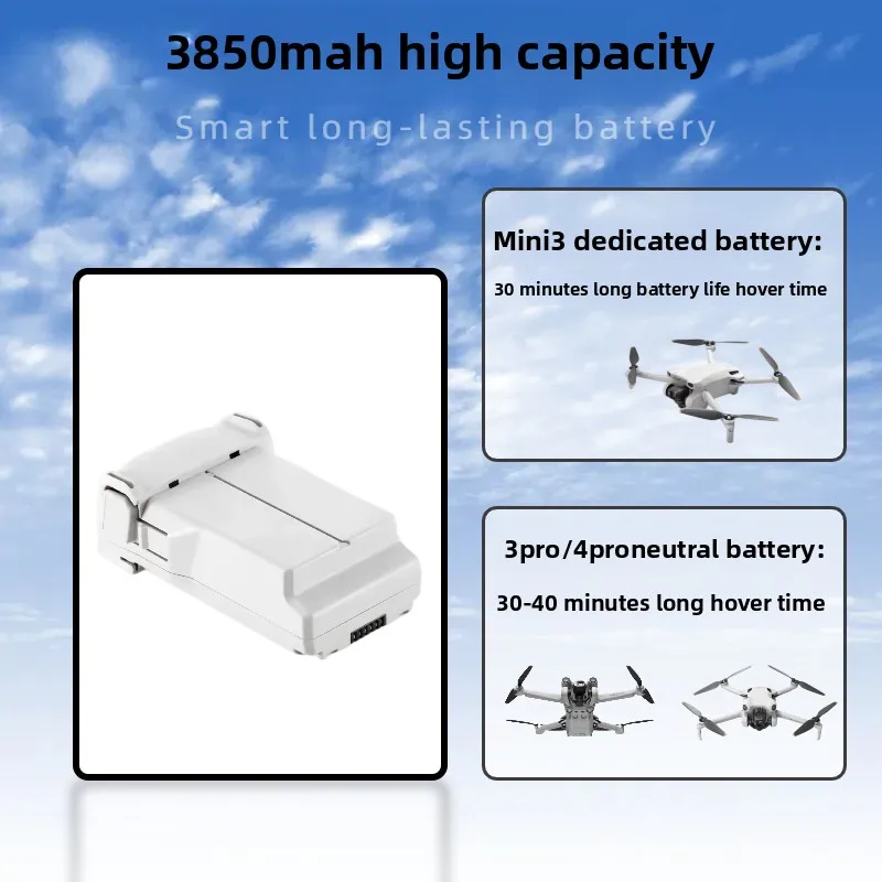 Batterie de rechange pour drone Mini 3, Mini 3 Pro et Mini 4 Pro, insérée dans le drone, prête à l'emploi.