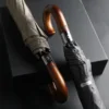 PARACHASE Large Umbrella Men Windproof Strong, Luxury Automatic Umbrella UV Protection, Wooden Handle, UV Parasol Umbrella 5