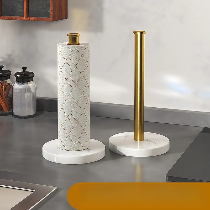 Marble Paper Towel Holder Kitchen Paper Towel Rack Nailing Free Vertical Roll Rack Plastic Wrap Storage Paper towel holder paper towel rack