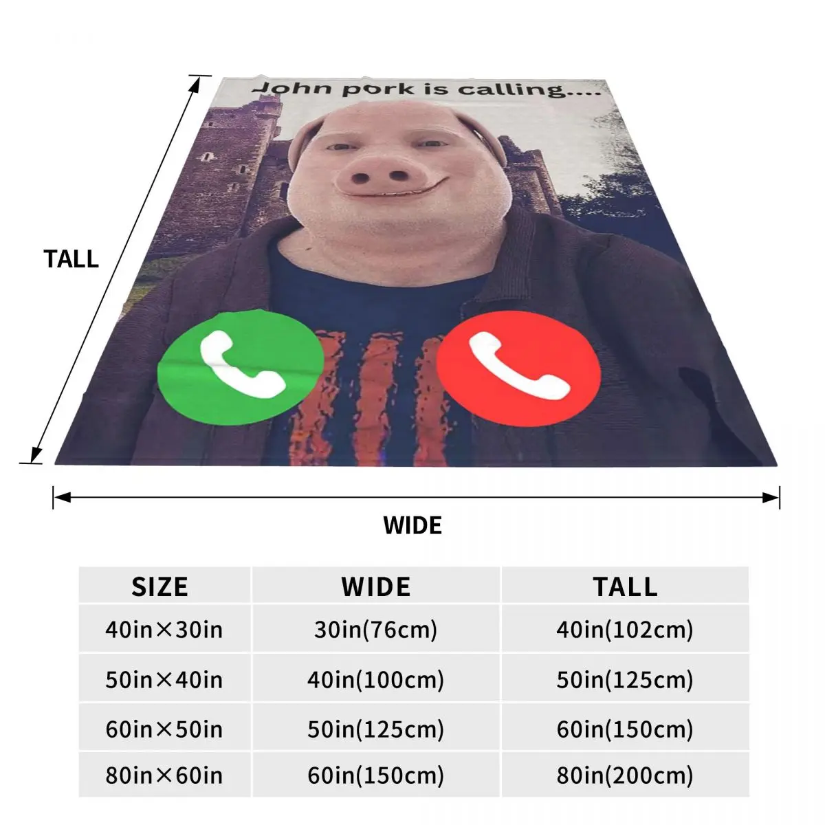 John Pork Is Calling Blankets Soft Warm Flannel Throw Blanket Cover for Bed Living room Picnic Travel Home Couch 5