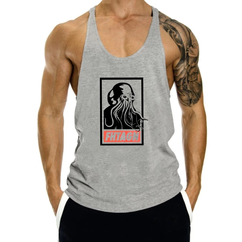 

2024 модная мужская майка Cthulhu Fhtagn, мужская майка Lovecraft, ужас, старый Бог, мужская летняя уличная одежда, топы, хлопковые футболки для отдыха