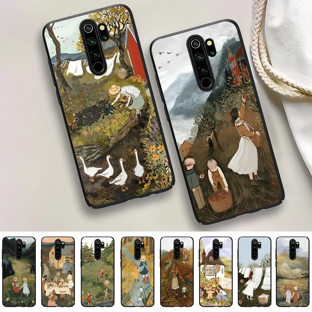 

Cartoon Scenery Girl Phone Case For Redmi 5 6 7 8 9 10 plus pro 6 7 8 9 A GO K20 K30 K40 pro plus F3 Fundas