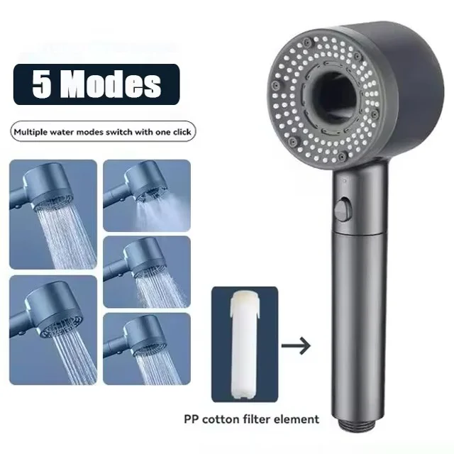 High Pressure Adjustable Water-Saving Shower Head with One-Key Stop Feature