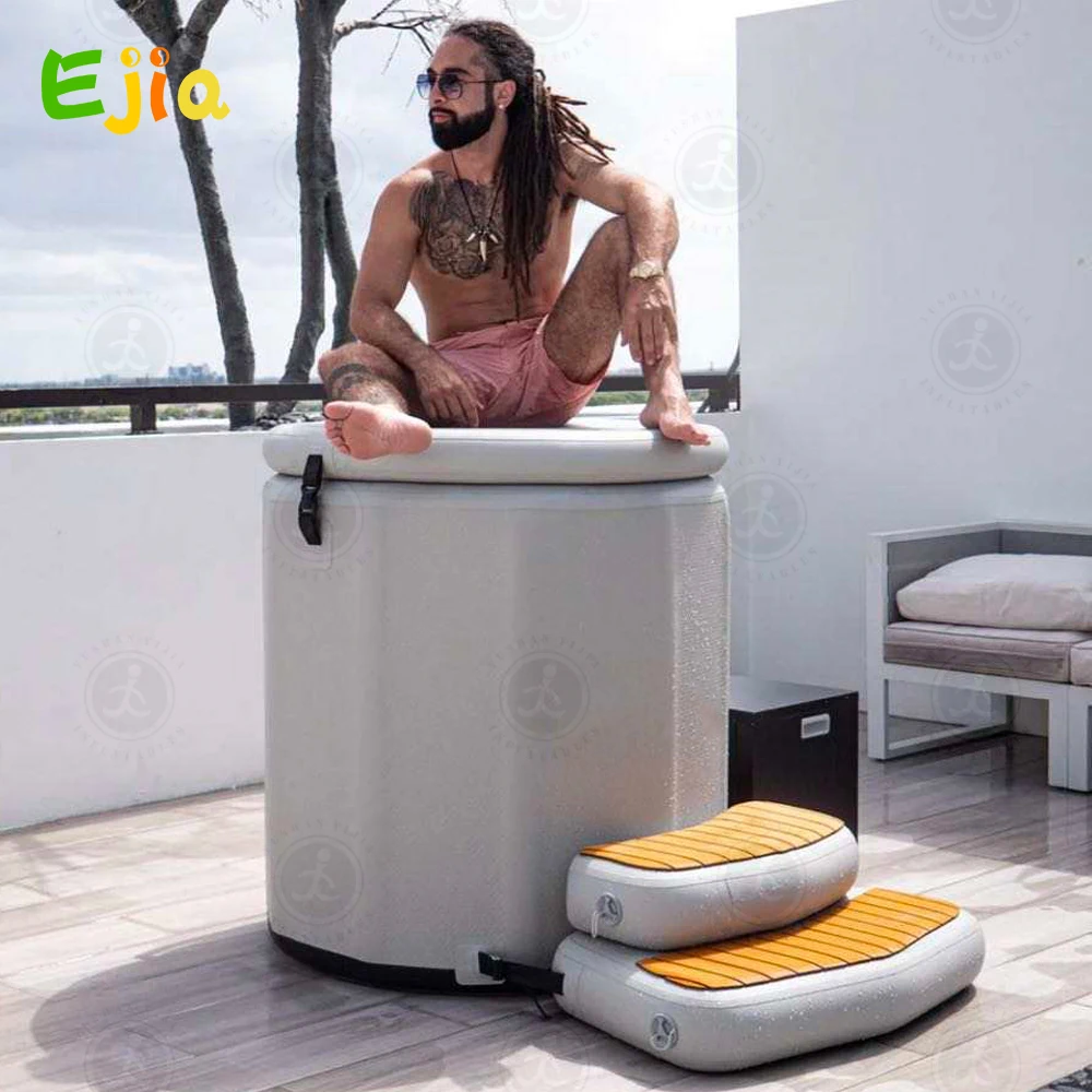 

Newly DWF 1 Or 2 Person Folding Inflatable Ice Barrel Cold Plunge Tub With Step Track For Ice Bath Recovery