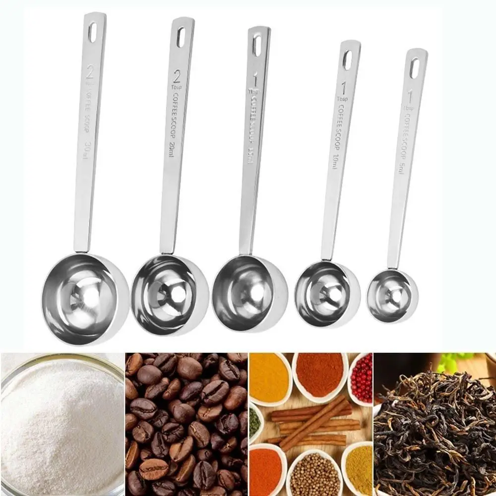 5/10/15/20/30ML Measuring Spoon Durable Blending Stainless Steel Tablespoon Thicken Powder Spoon Coffee