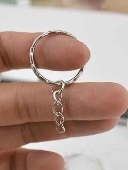 10Pcs/set New Key Ring Nickel Plated Embossed Keychain DIY Pendant Accessories for Women 2