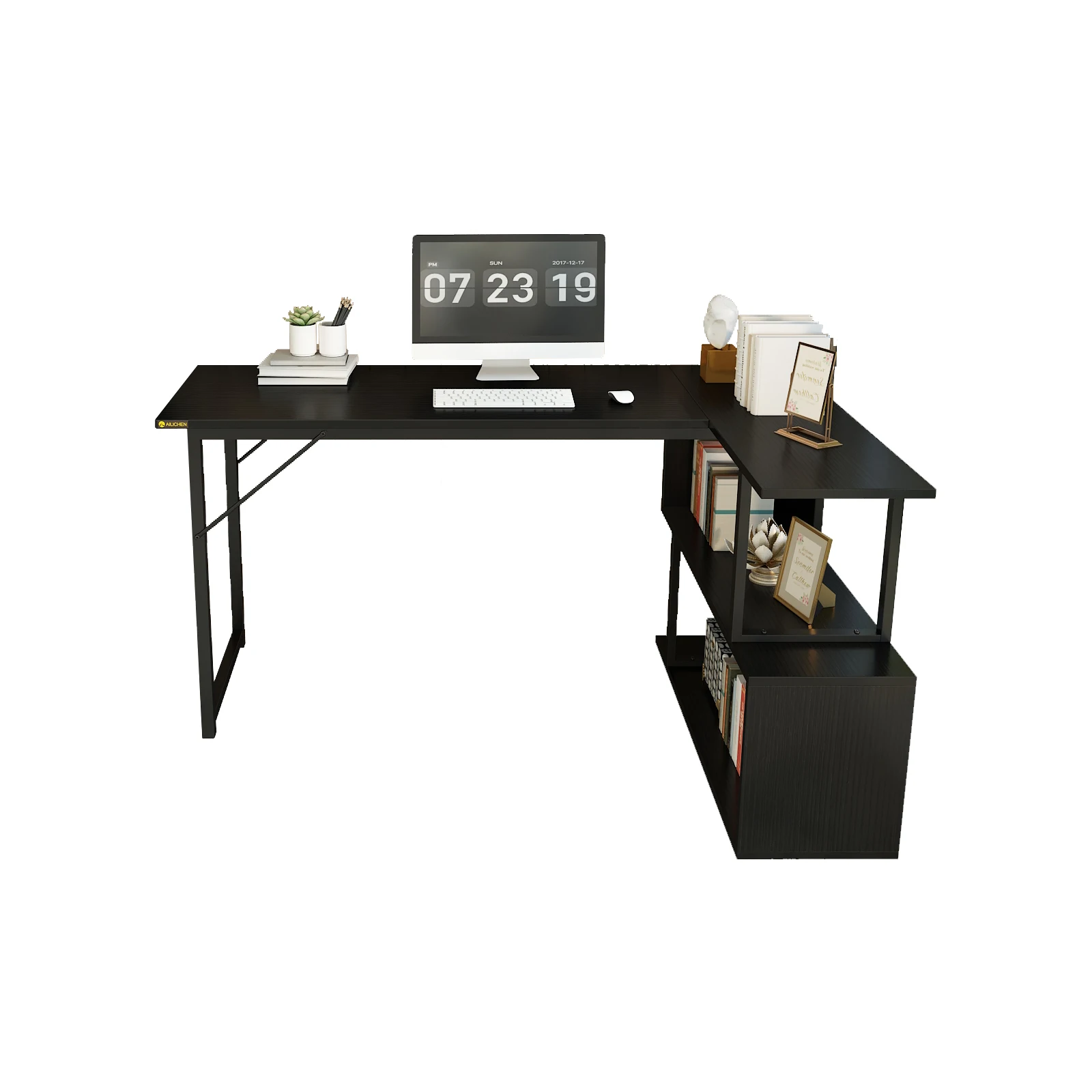 

YQ JENMW The simple computer desk in the rental room can also be used as a large space desk for the shelf