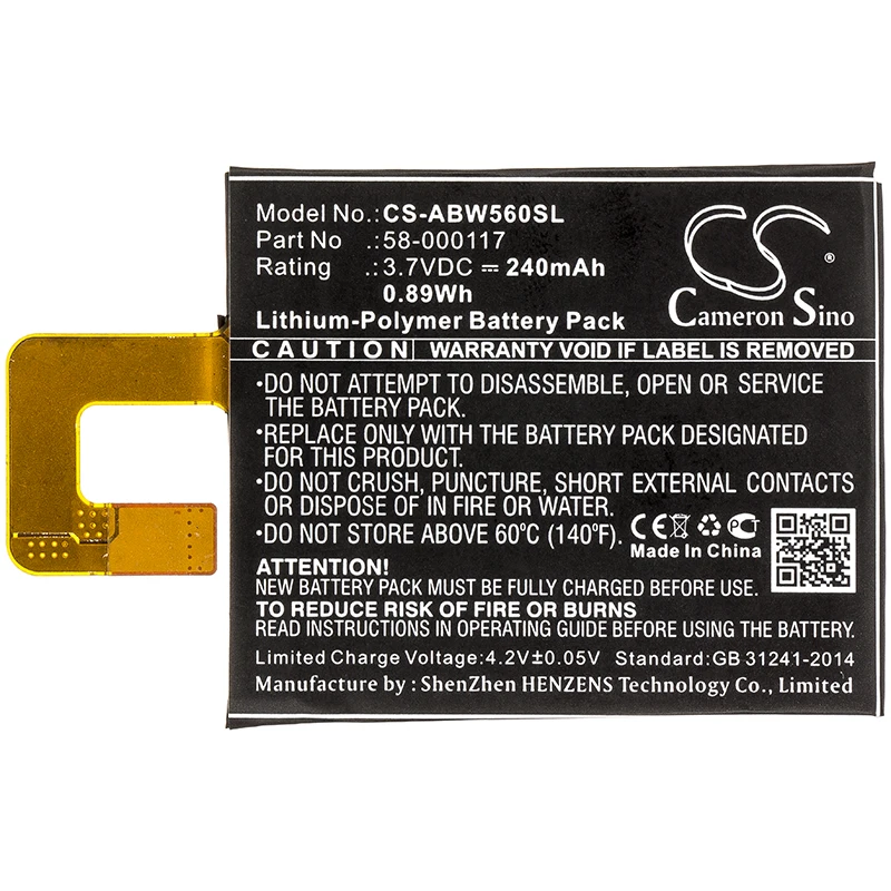 

Cameron Sino 240mAh Battery For Amazon Kindle Oasis KO1 223337 SW56RW Oasis 1 Oasis 2 Oasis 3 58-000117