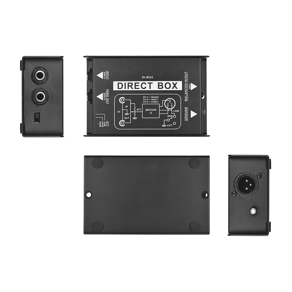 Single Channel Passive DI-Box Direct Injection Audio Box Signal Converter XLR TRS Interfaces audio interface