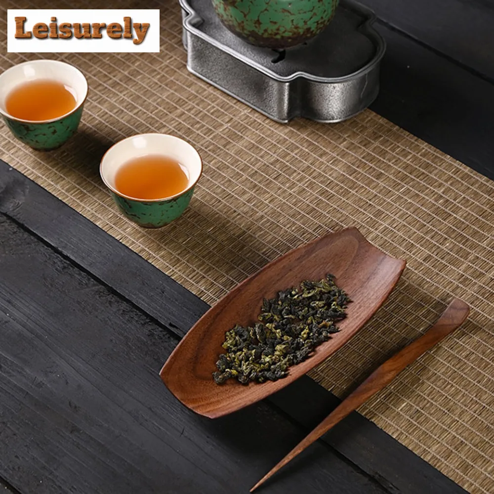 Zen Walnut Wood Tea Scoop Black Sandalwood Tea Leaf Container Shovel Chahe Household Awakening Tea Ladle Tea Items Accessories