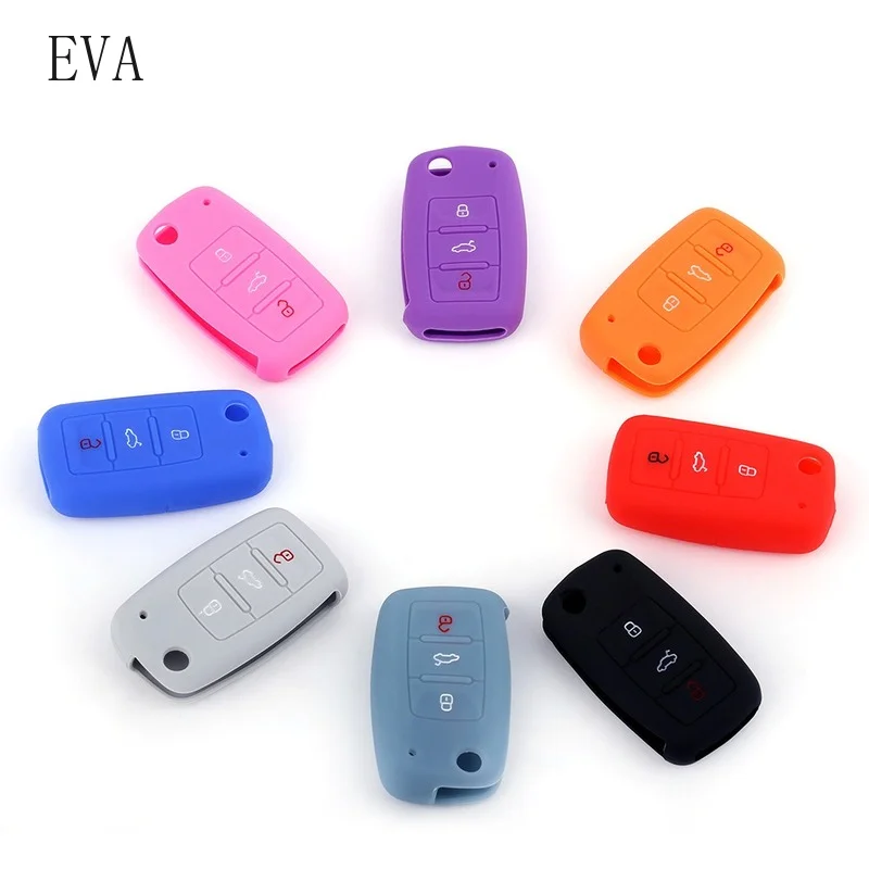 Silicone Car Key Case Cover For Volkswagen VW POLO Tiguan Passat B5 B6 Golf 4 5 6 7 Scirocco Jetta MK6 Octavia Auto Keys Protect key case key case cover car key shell