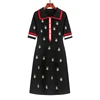 2024 Spring Summer Simple Knitted Skirt Slimming Short-sleeved Polo Collar Dress Fashion  Temperament British Style Mid-length 1