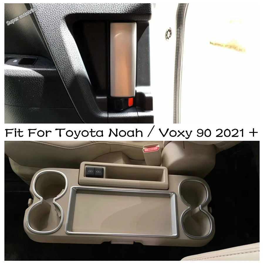 

Central Water Cup Holder Frame / Rear Door Handle Cover Trim For Toyota Noah / Voxy 90 2021 - 2023 Matte Interior Accessories