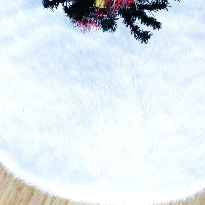 78/90/120cm Snowy White Christmas Tree Skirt christmas tree skirt Soft Faux Fur Xmas Trees Carpet Mat Ornaments For New Year Party Home Decor
