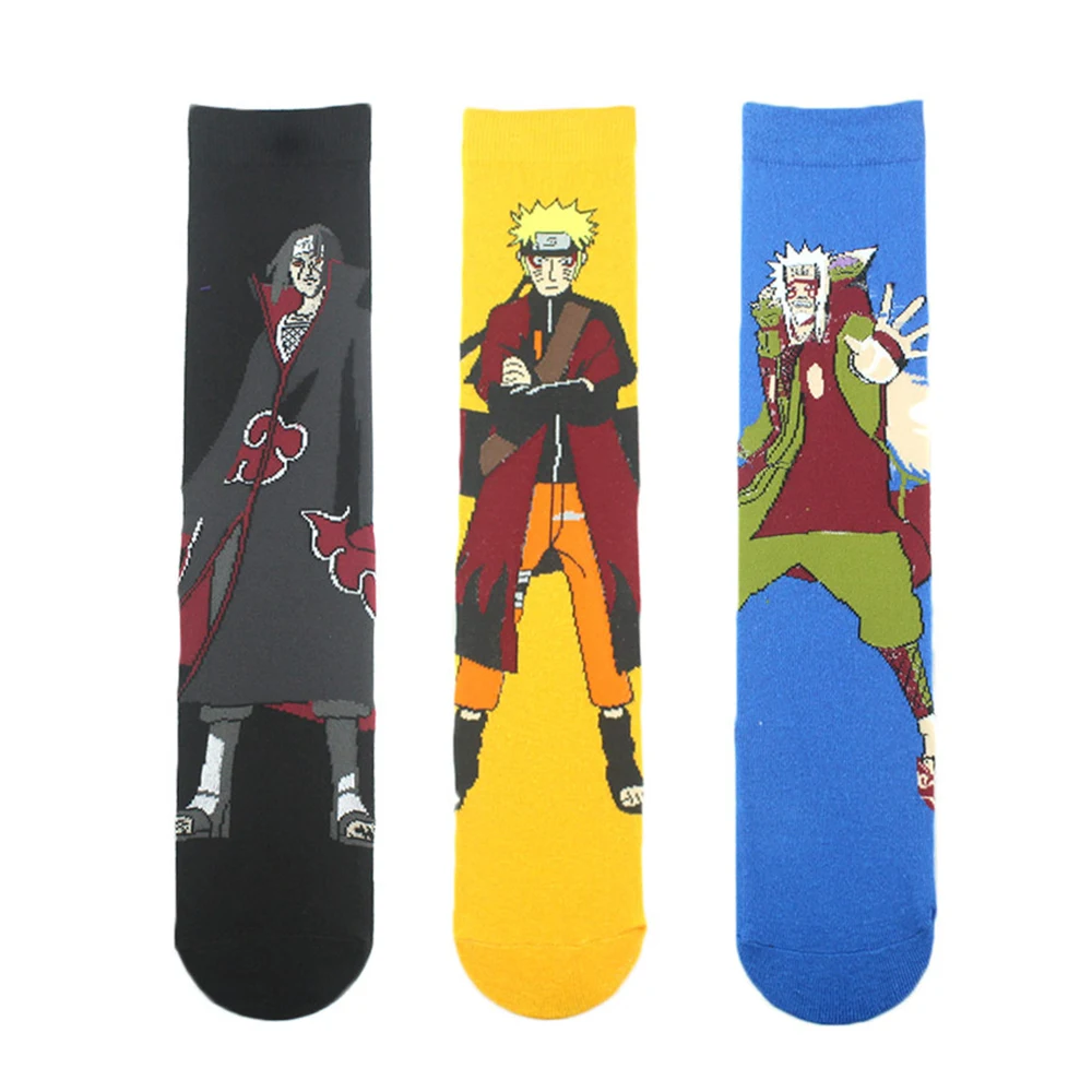3Pairs Fashion Men Women Funny Socks Ins Personality Hip Hop Print Novelty Crazy Anime Cartoon High Quality Sewing Pattern Socks