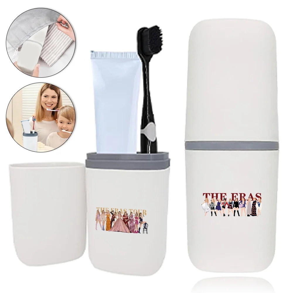 

Toothbrush Box Storage Mouthwash Holder Detachable Case Portable Cup Cover Organizer Outdoor Toothpaste Box Eras Letter Pattern