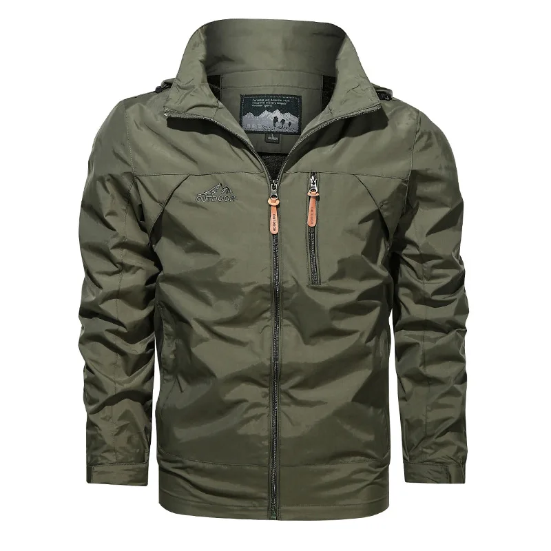 Hot Sale 5XL Mens Outdoor Hiking Jackets Autumn Military Multi-pocket Tactical Safari Fishing Waterproof Hooded Thin Cargo Coat