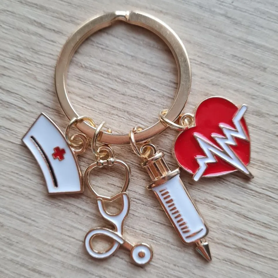 Love Ecg Stethoscope Syringe Nurse Cap Medical Tool Key Ring Nurse ...