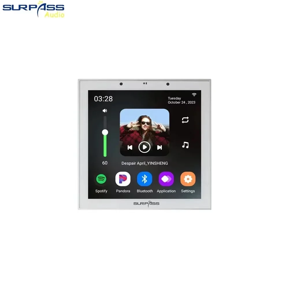 Amplificatore da Parete Smart Home con Sistema Android 11, 8 Ohm, 4 Pollici, WiFi Tuya, Controllo Remoto Alexa e Set di Altoparlanti Full Range