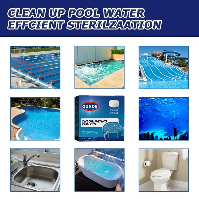 1/10Db Medence Klór Tabletta Víz Fertőtlenítő Tisztázása Tabletták Szag Eltávolító Tisztító Készletek - Image 2