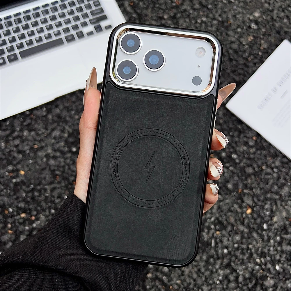 Premium Magnetic Leather Wireless Charging Case with Shockproof Protection