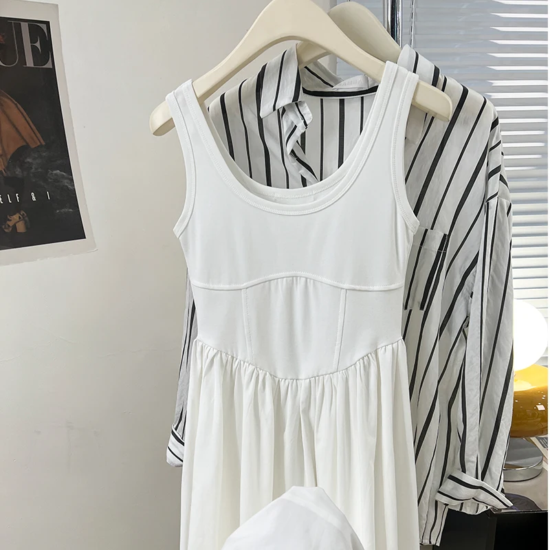 

Fashion Suspender Dress For Women Summer 2024 New Chic Design Sense Sleeveless Waist Slimming Holiday Beach Style Long Dress