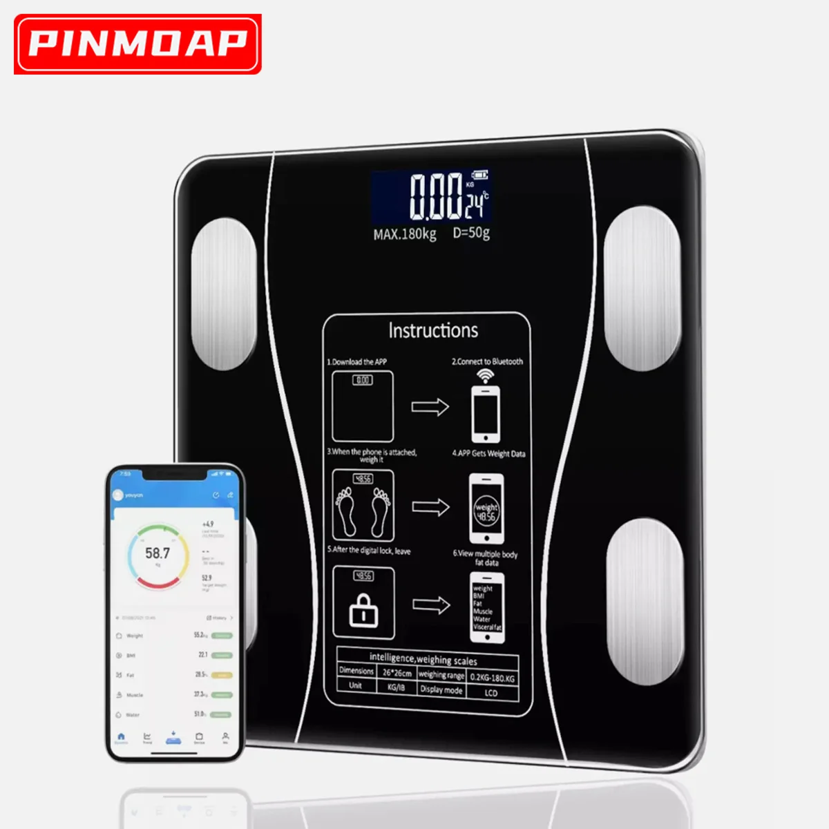 Smart Electronic Scale Wireless Digital Bluetooth Weight Scale With Smartphone Application electronic scale,weight scale