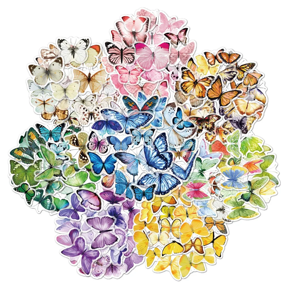 

40pcs Cute Colorful Butterfly Stickers For Laptop Stationery Sketchbook Sticker Aesthetic Craft Supplies Scrapbooking Material