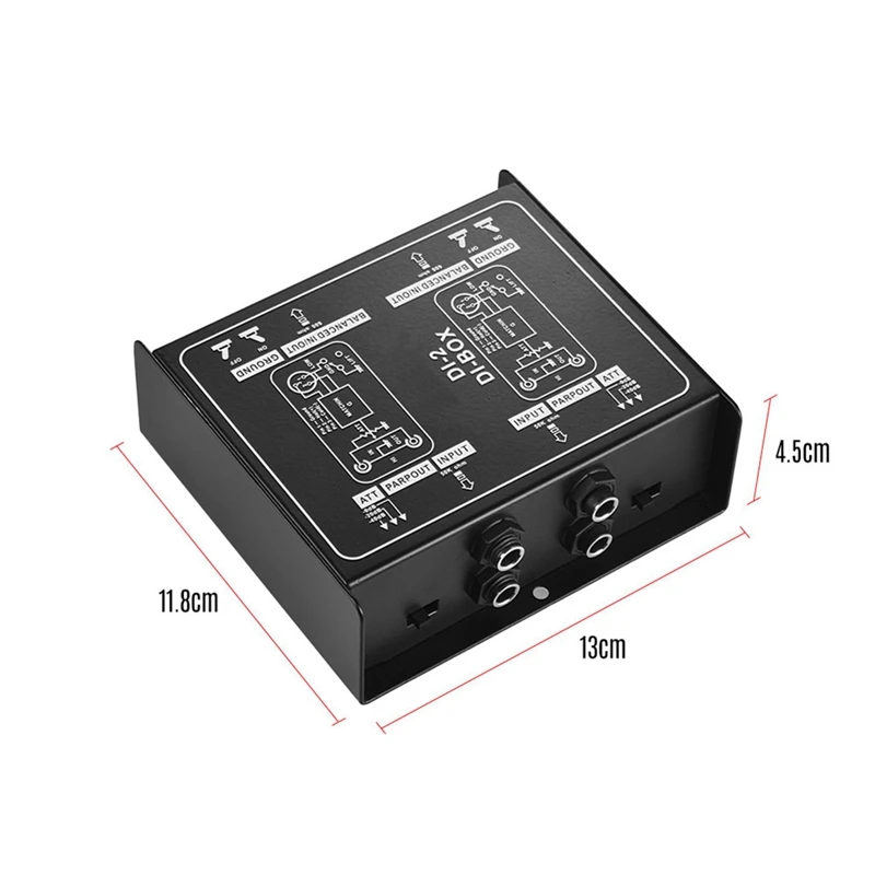 1 Piece DI-2 Audio Isolator Passive Audio DI Box Black Noise Canceller Guitar Isolator Resistor Anti-Noise Converter