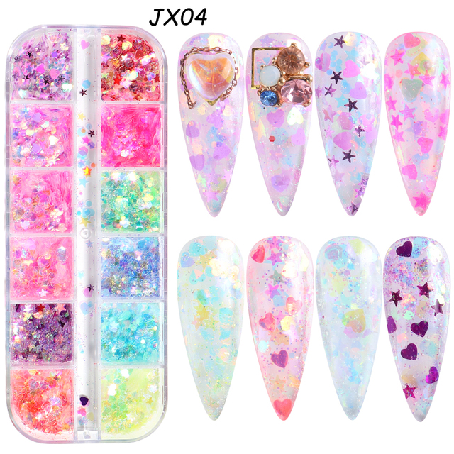 Abalone Shell Nail Art Glitter Natural Sea Shell Slices Nail Charms Flake Powders Shiny Sequins Manicure Design  FBBY